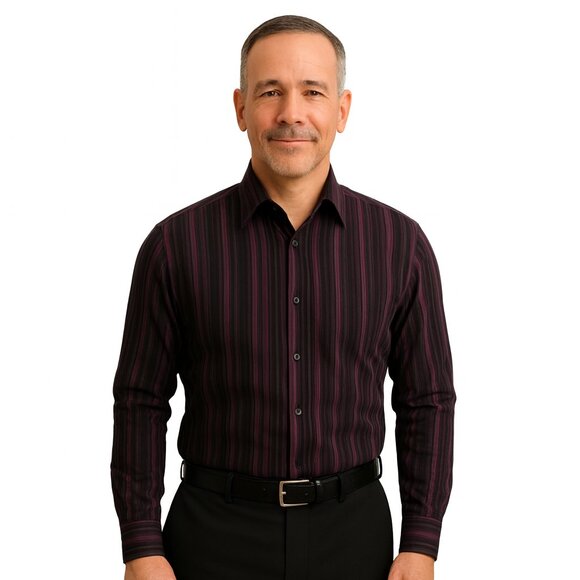 Axcess Purple Pinstripe Long Sleeve Dress Shirt - Picture 1 of 8